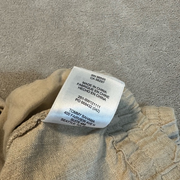 Tommy Bahama Two Palms High Rise Linen Pants Natural Tan Size M Pockets - Picture 9 of 10